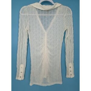 Forever 21 Sheer Cream Button Up Top Size S Y2K